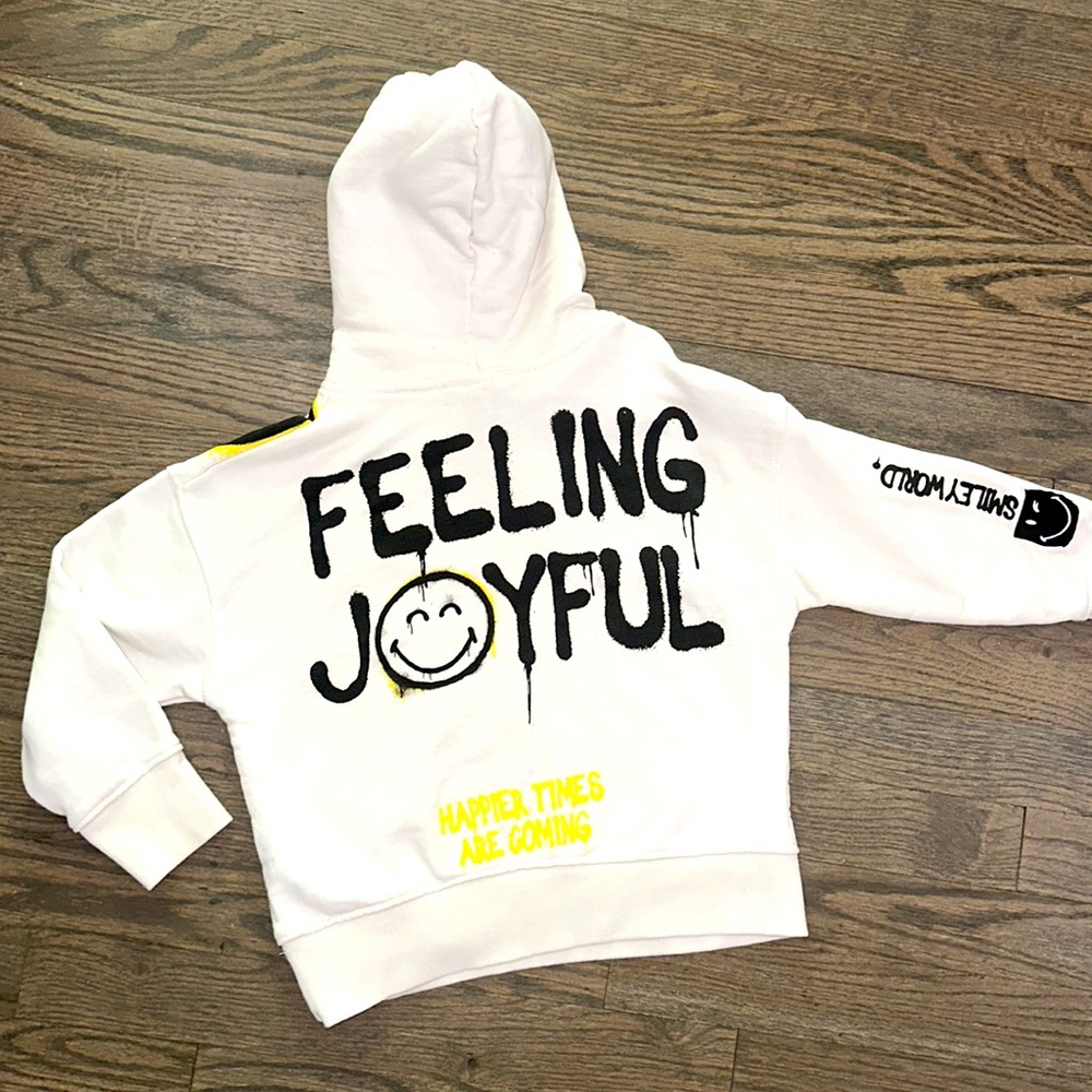 Zara Boys Like New SMILEY WORLD Happy Kid Matching Sweat Outfit Hoodie Set 6 - Picture 3 of 7
